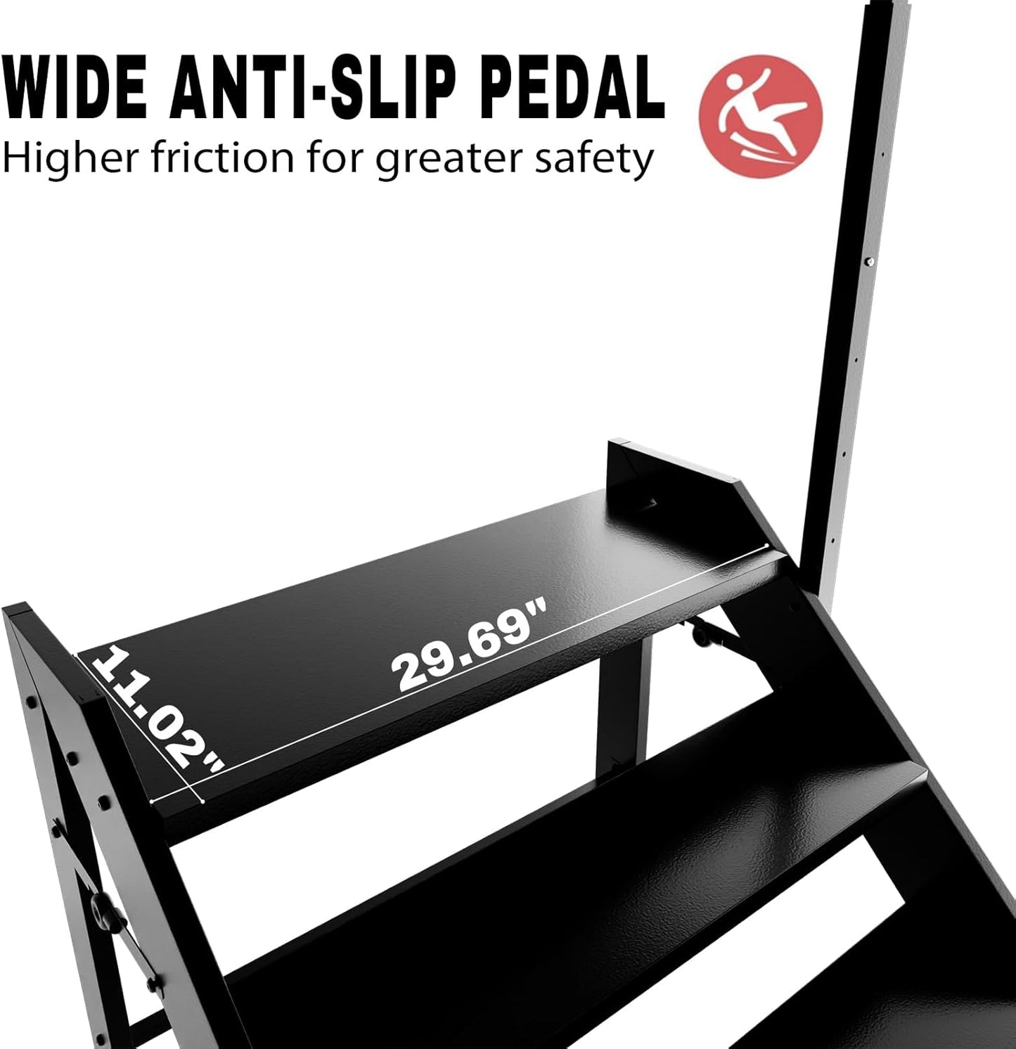 RV Step Stool Foldable, Folding 3 Step Ladder, Hot Tub Steps with Handrail, Portable Pool Ladder, 660Lbs Heavy Duty Ladder Shelf Outdoor Mobile Home Stairs for Camper, Porch, SPA Pool, Pet