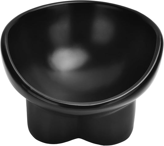 Ceramic Raised Cat Bowl,Elevated Tilted Anti Vomit Cat Bowls for Indoor Cats Whisker Friendly Pet Feeder for Food and Water,Cute Tilted Dish for Flat Faced Cats,Puppies
