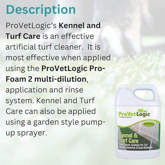 ProVetLogic Kennel & Turf Care- Floor Cleaner, Synthetic Pet Turf Cleaner, Deodorizer & Drain Maintainer- Gallon (Concentrated)