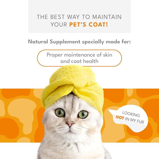 BIOFUR: Omega 3 Supplement for Cats & Dogs - Puppy Essentials & Dog Allergy Relief - Vitamins, Minerals for Feline & Canine Skin, Coat Health, Nutrition, Well-Being, Orange