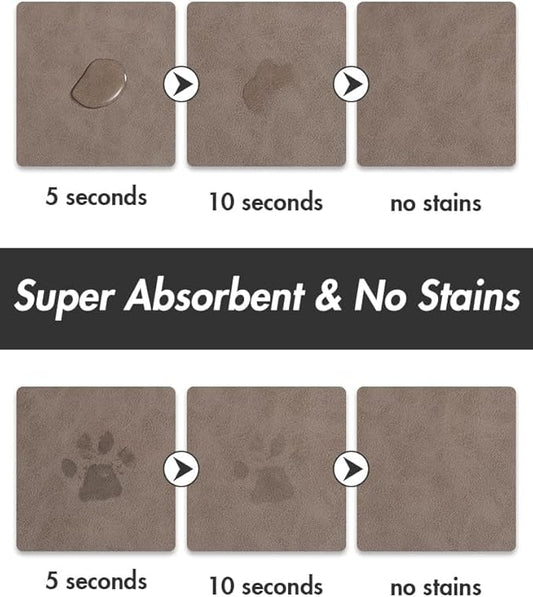 MontVoo Absorbent Dog Water Mat-Dog Mat for Food and Water Bowl, Quick Dry Pet Feeding Mat, No Stains Dog Food mat, Dog Accessories Pet Supplies Mat-Dog Water Bowl Mat for Messy Drinkers, BROWN
