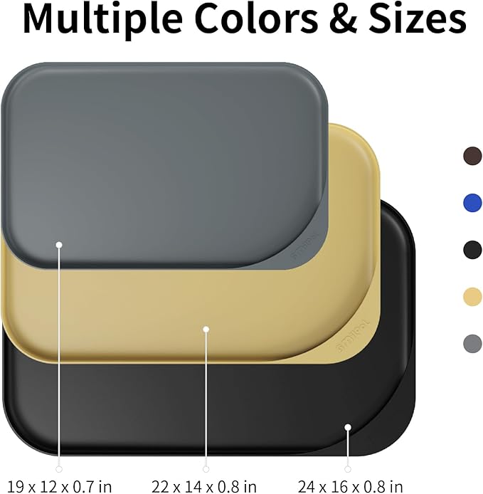 Silicone Pet Feeding Mat with Raised Edge & Residue Collection Pocket for Food and Water, Dog Bowl Mats, Cat Bowls Placemat with High Lip for Floor Waterproof, 22 x 14 x 0.8 Grey