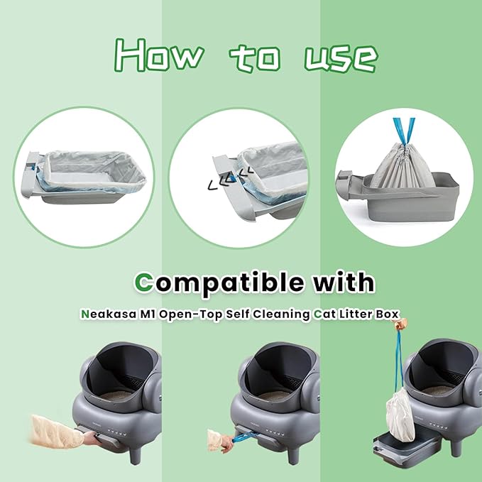 80 Count Litter Bags Compatible with NeakasaM1 and Pet Pivot Autoscooper 11 Open-Top Self-Cleaning Cat Litter Box, 4 Rolls Cat Litter Waste Receptacles Bags (80 Count)