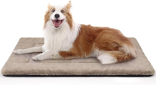 Dog Crate Pad, Kennel Bed Crate Mat for Small Dogs, Washable Cute Pet Bed for Dog Cage, Ultra Soft Flat Puppy Cat Kitten Pillow Cushion for Sleeping Anti-Slip (36" x 23", Brown