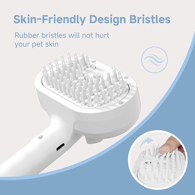 Cat Steam Brush,4-in-1 Spray Hair Removal Dog Brush for Shedding & Grooming with UV Light, Anti-Static Pet Spray Comb with One-Click Release Button