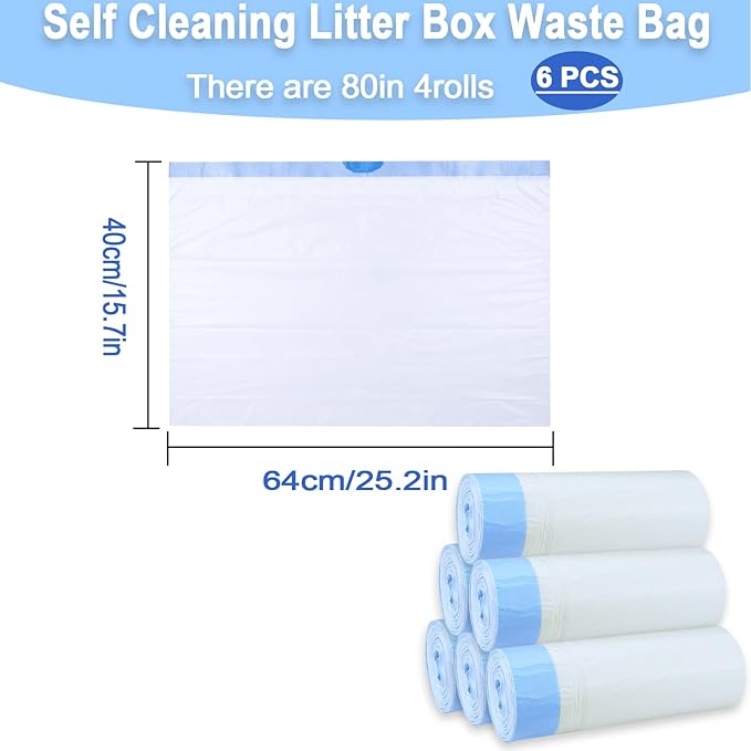 120 Count Cat Litter Box Liners,Waste Bags,Waste Drawer Liners Heavy Duty,Extra-Thick,For Automatic Cat Litter Box & Litter-Robot 4/3,Economy Bulk Pack