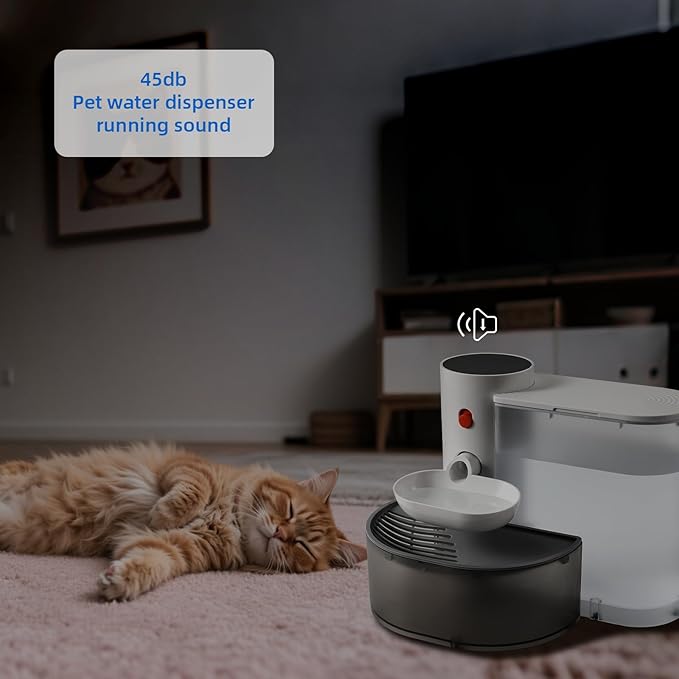 Smart Pet Water Fountain, Wireless Cat Water Fountain No Filter Needed 3L/106oz Large Capacity Rechargeable Automatic Pet Gravity Water Dispenser for Cats and Small Dogs Drinking Always Fresh Design