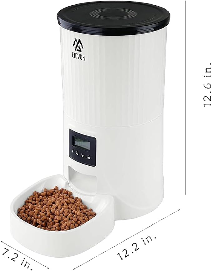 4L Automatic Cat Feeder – Programmable Dog & Pet Food Dispenser with 10s Voice Recorder, Portion Control, Desiccant Bag, Large Capacity for Small Large Pets, White