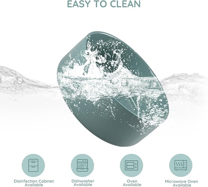 SPUNKYJUNKY 60 OZ Ceramic Dog and Cat Bowl, Modern Cute Weighted Food Water Bowl for Replacement Light Green (1 Pack)