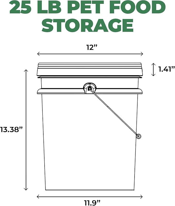 EconoHome Pet Food Storage Container – Holds Up to 25 lbs – Airtight Food Storage with Gamma Seal Lid – Heavy-Duty 90MIL Food Grade, BPA-Free Plastic – Easy Carry Handle – Grey