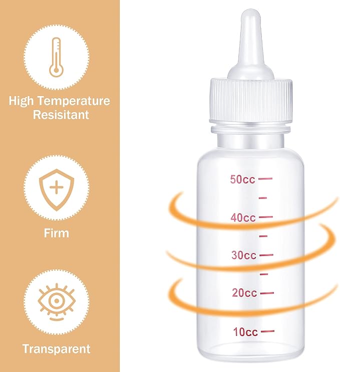 17 Pieces Pet Nursing Bottle Kit Including 2 Pet Feeding Bottle, 8 Replacement Feeding Nipples, 5 Dog Nursing Syringes in 1 Ml, 5 ml and 10 Ml, 2 Cleaning Brushes for Kittens, Puppies, Rabbits