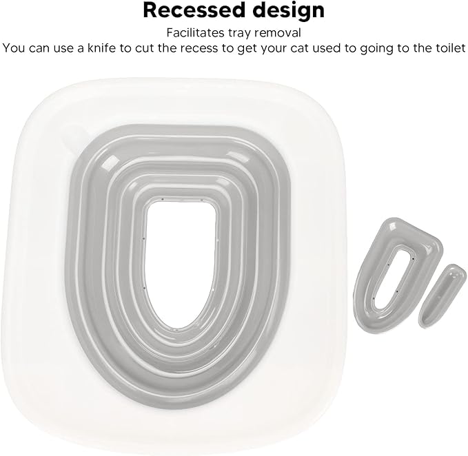 Luqeeg Professional Cat Trainer, Reusable Urinal Seat with Blue Tray, Teach Cat to Use Toilet (Grey)