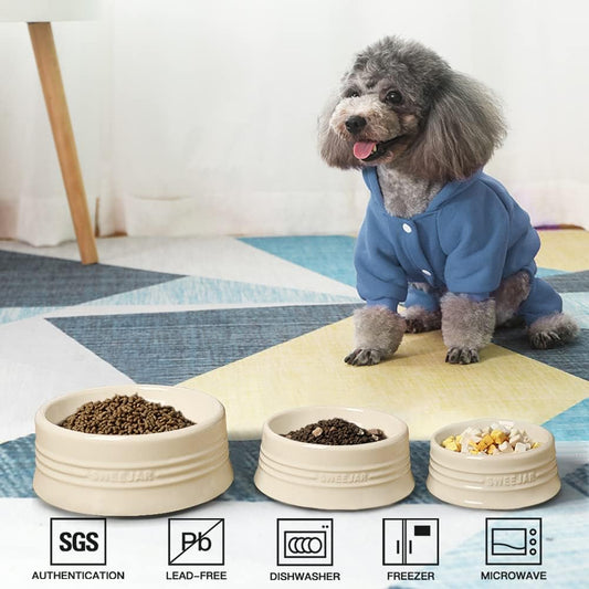 Sweejar Gradient Dog Bowl, Ceramic Dog Food Dish for Puppy and Kitten, Porcelain Pet Bowl for Food and Water 8 oz (Black)