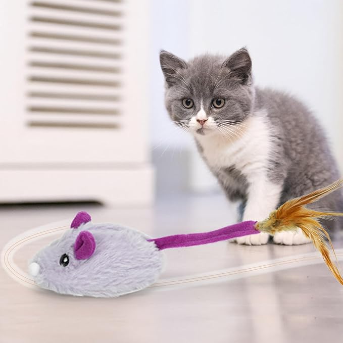 Smart Remote Control Cat Toy - Auto-Moving USB Rechargeable Mouse, Interactive Electric Toys for Indoor Cats & Kittens(Purple)