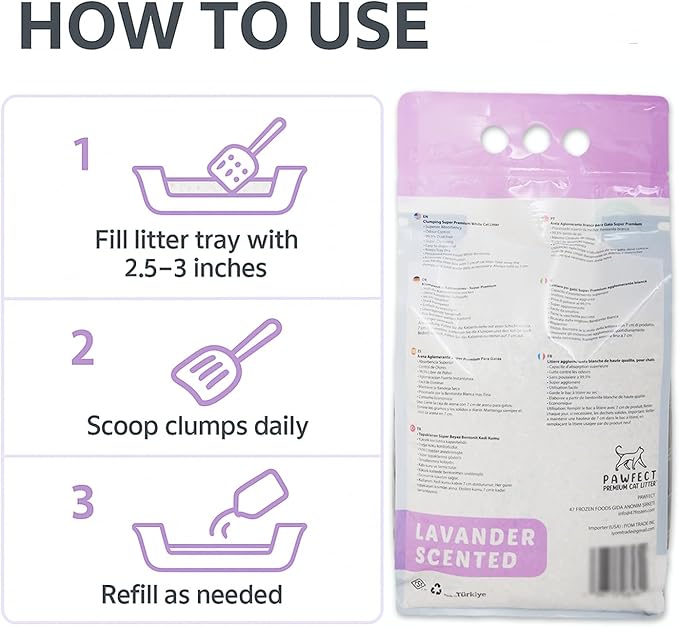 Lavender Scented Cat Litter – 9.6 lb / 5L, Fast Clumping, Natural Odor Absorption, Lightweight Formula, Made with Turkish White Bentonite