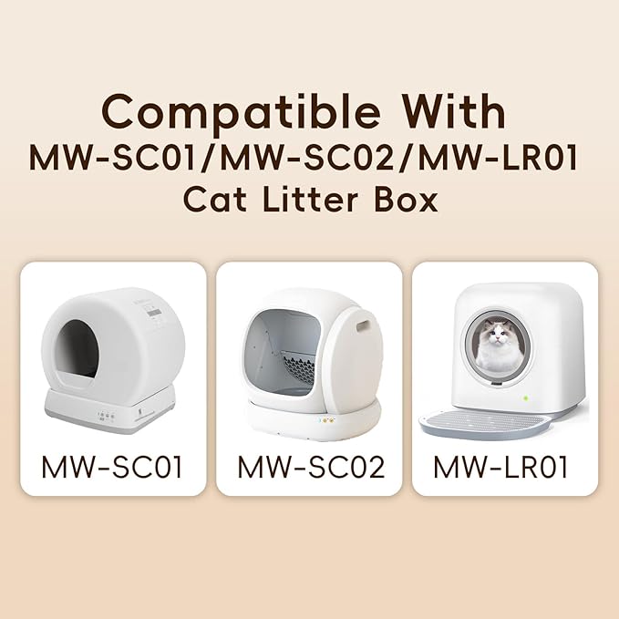 Cat Litter Box Liners Bag Fit For MW-SC01/MW-SC02/MW-LR01 Automatic Self Cleaning Cat Litter Box, Waste Bags, 18" x 12.6"Heavy Duty Replacement Trash Bags with Drawstring (White, 100 counts)