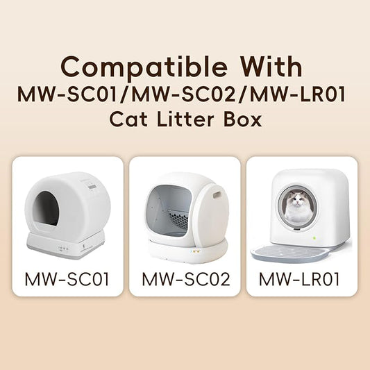 Cat Litter Box Liners Bag Fit For MW-SC01/MW-SC02/MW-LR01 Automatic Self Cleaning Cat Litter Box, Waste Bags, 18" x 12.6"Heavy Duty Replacement Trash Bags with Drawstring (White, 100 counts)