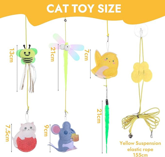 Cat Toys Indoor 8 Pcs Cat Hanging Interactive Colorful Toy Suitable for Bored Adult Cats and Kittens for Self Play Chase Exercise Mental and Physical Stimulation