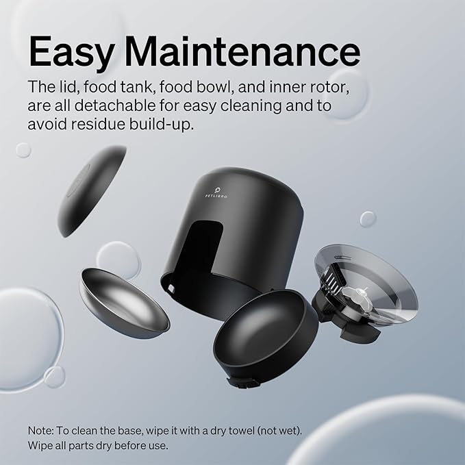 PETLIBRO Automatic Cat Feeder, Battery-operated Automatic Cat Food Dispenser with 180-Day Life, AIR Cordless Timed Pet Feeder for Cat & Dog, 2L Auto Cat Feeder, Black