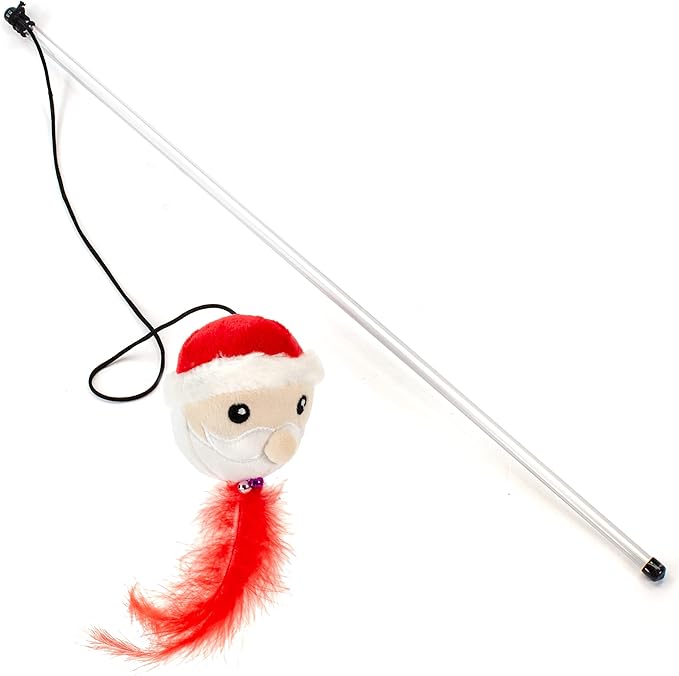 Giftable World Holiday Plush Pet Toy Fun for Christmas Designs Cat Play Toy (Reindeer & Santa Wand)
