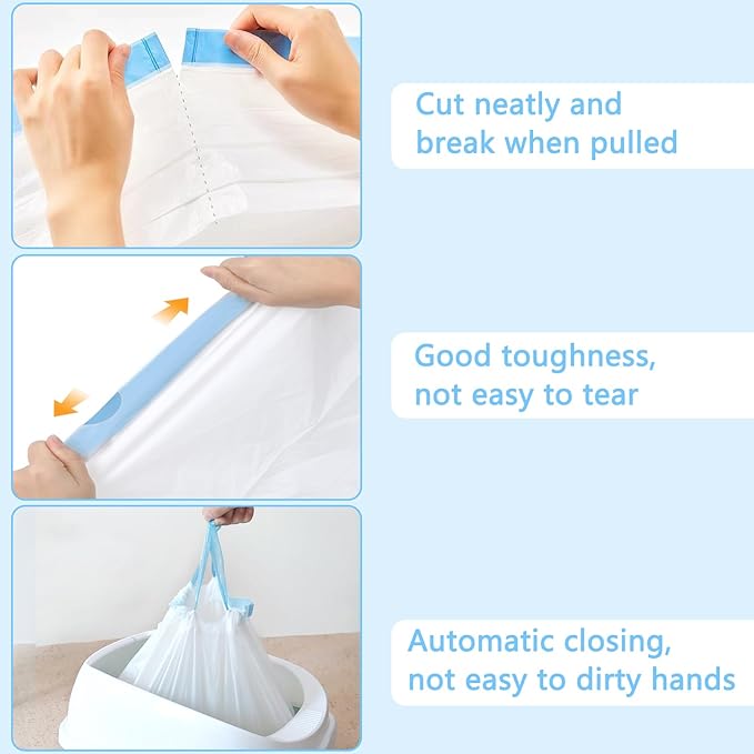 40 Count Cat Litter Box Liners - Large Drawstring Cat Litter Bags, Extra Thick Heavy Duty Durable Litters Tray Pet Cats Pan Liners, Waste Replacement Bags for Self-Cleaning Cats Litter Boxes 16" x 25"