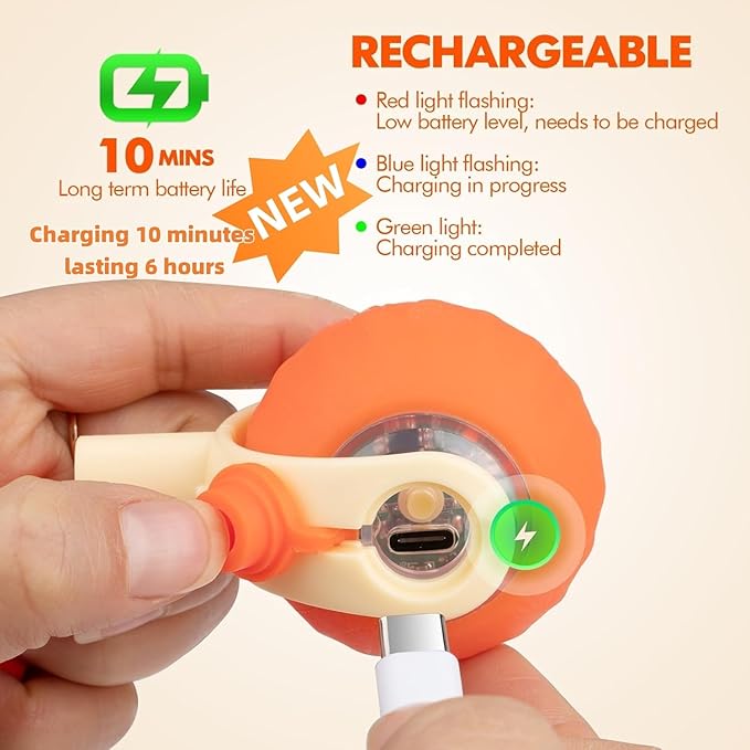 Rocfish Durable Interactive Cat Toys for Indoor Cats, Smart Automatic Cat Chase Ball Toy, Upgraded Speedy Tail Kitten Toy for Bored Indoor Adult Pets (Orange)