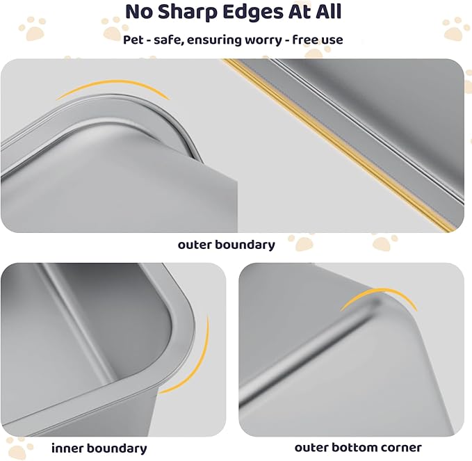 Cat Litter Box - Kitty Litter Boxes-Metal High Sided Cat Pan, Indoor Litter Tray, No Smell, Easy to Clean, Pet Toilet Supplies for Kitten, Kitty, Rabbit