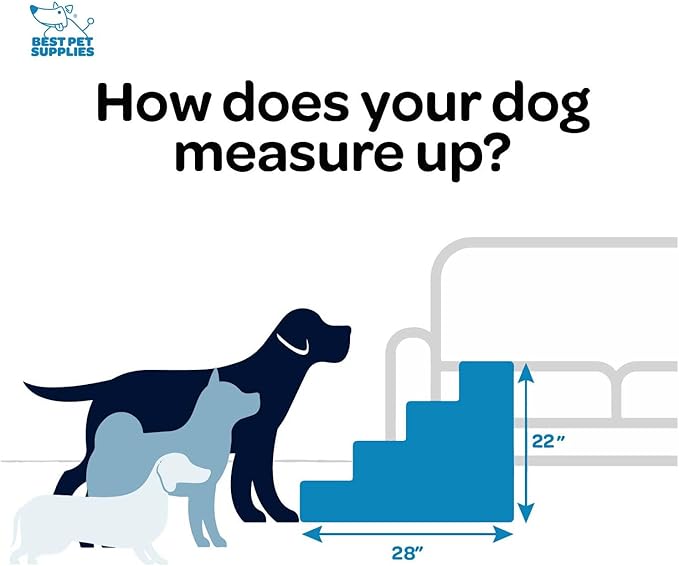 Best Pet Supplies Dog Stairs & Steps - Foam Steps for Small Dogs & Cats, Non-Slip Indoor Balanced Pet Step Support, Dog Ramp, No Assembly, Gray Lattice Print, Foldable 4-Step (22-inch Height)