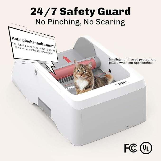 2 in 1 Self Cleaning Litter Box with APP Control, Open or Covered Canopy Design to Meet Cats' Varying Preferences, Large Automatic Cat Litter Box Self Cleaning for Multiple Cats, Quiet & Safe