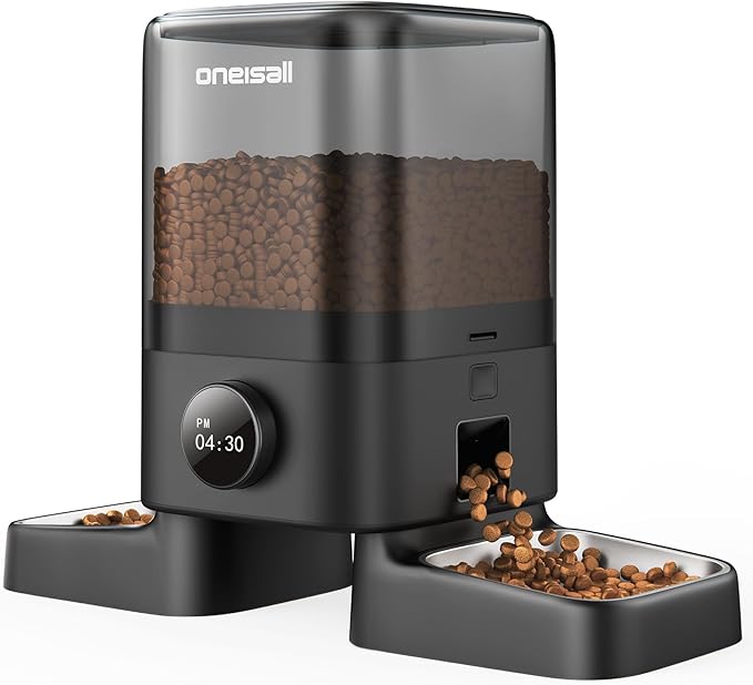 oneisall Automatic Cat Feeders 2 Cat, 20 Cups/5L Cats Auto Feeder, Automatic Cats Food Dispenser for Small Pets Indoor, Timed Pet Feeder for Dry Food