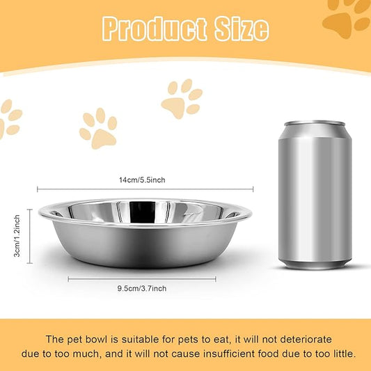 12 PCS Stainless Steel Cat Bowl - Shallow Wide Flat Cats Food Bowls,Metal Kitten Dishes Whisker Friendly Fatigue Relief,Replacement Basic Kitty Plates for Elevated Stand,Dishwasher Safe…