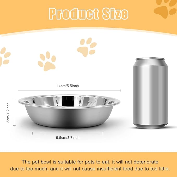 5 PCS Stainless Steel Cat Bowl-Shallow Wide Flat Cats Food Bowls,Metal Kitten Dishes Whisker Friendly Fatigue Relief,Replacement Basic Kitty Plates for Elevated Stand,Dishwasher Safe…