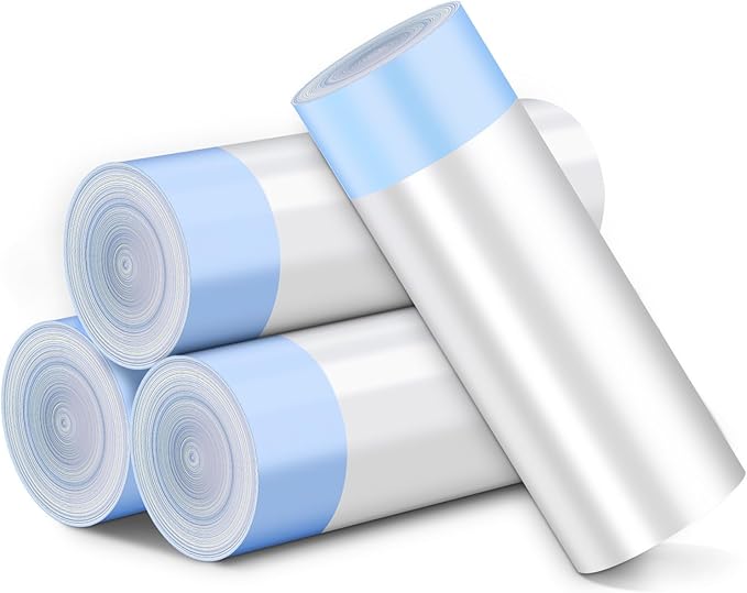 80 Count Cat Litter Bags, Self Cleaning Litter Box Liners, 18.2 x 18.2 inches Replacement Drawstring Bags Fit for Automatic Robot Box (80 Counts/4 Rolls）