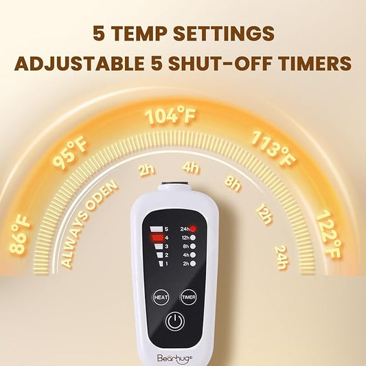 Bearhug Dog Heating Pad, Pet Heating Pad 35"×24"[Two Replaceable Cover] Adjustable Temperature Heated Cat Bed with Steel-Wrapped Cord, Waterproof and Chew-Resistant for Dogs Cats Large Animals