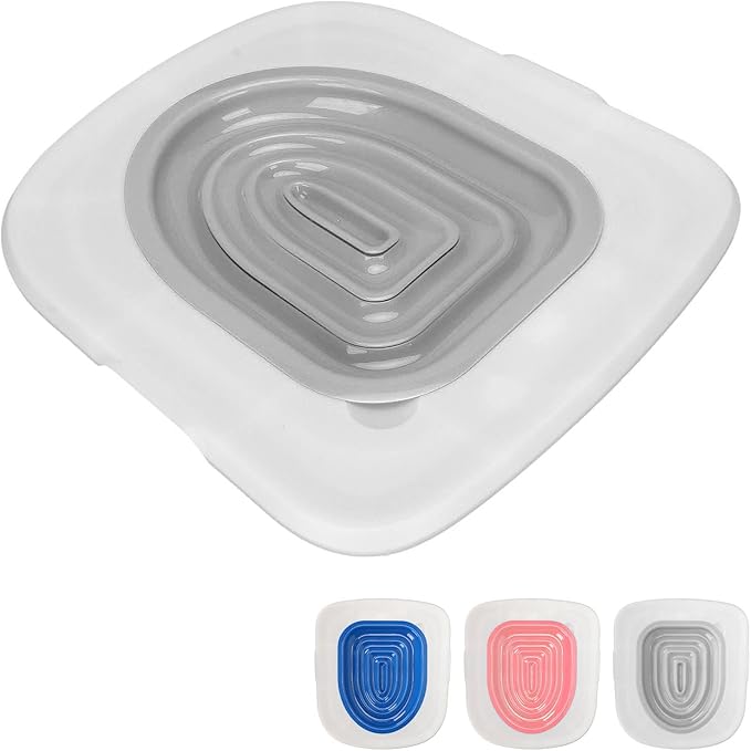 Cat Toilet Training Kit Urinal Seat with Design,Universal Reusable Environmentally Friendly Cat Toilet Trainer for All Age Cat Toilet Training(White Tray, 1 Gray Inner Support)