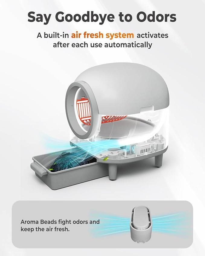 Self Cleaning Litter Box, 100L Automatic Litter Box Self Cleaning for Multiple Cats, Smart Litter Robot with APP Control, Trap Mat, Ramp, Large