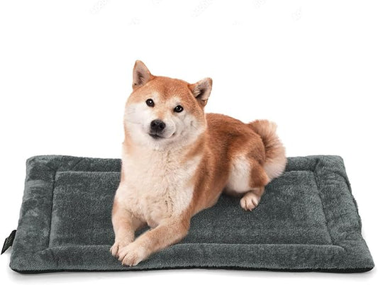 33.5" x 20” Machine-Washable Fluffy Dog Bed for 36" Kennel, Soft Crate Mat with Non-Slip Bottom, Cozy Pet Pad for Sleeping, Medium Dog Kennel Flat Bed