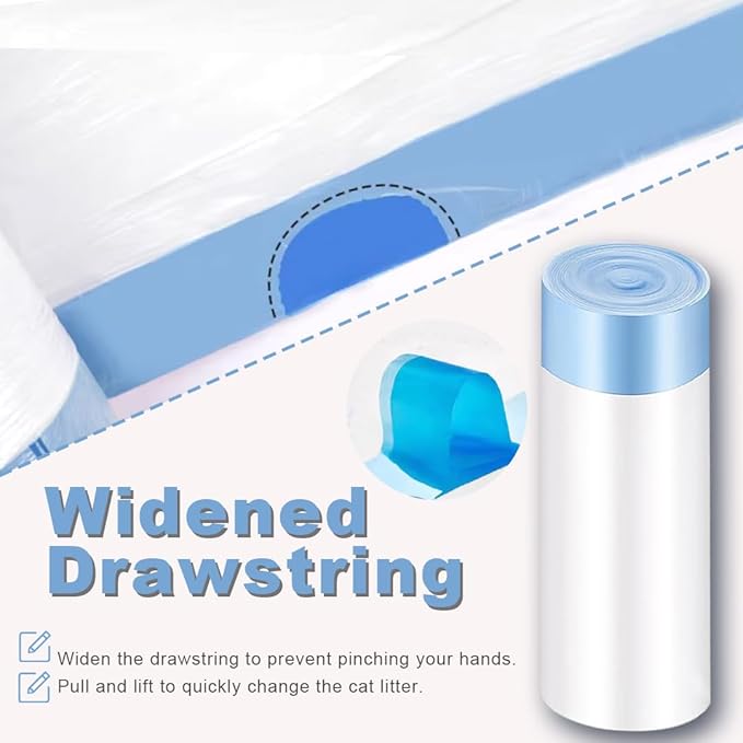 120 Pack Cat Litter Bags with Drawstring, Compatible with Litter Robot 3 & 4, Self Cleaning Cat Litter Box Liners, 10-12 Gallons