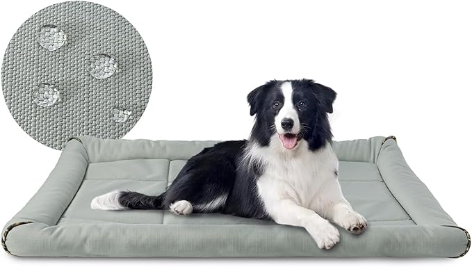 Miguel Oxford Ripstop Outdoor Waterproof Dog Bed for Metal Dog Crates Water-Resistant All Weather Pet Mat Durable Easy Wipe Clean Travel Indoor Outdoor Puppy Cat Crate Bed 40inch, Grey