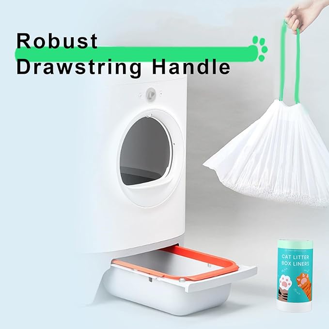 120 Count Self-Cleaning Litter Box Liner Bags for PURA X MAX, Pet Waste Replaced Trash Bags with Drawstring for Automatic Cat Litter Box -21" x 11"