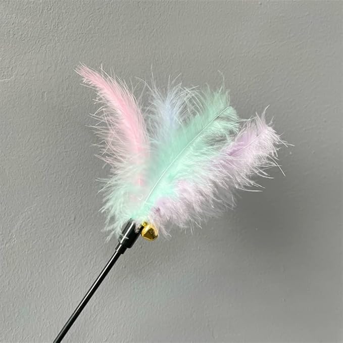 IUHKBH Cat Wands, 6 PCS Colorful Feather Wand with Bell Interactive Cat Toys, Safe for Your Kitty
