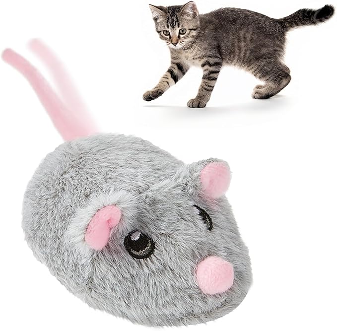 Cat Toys Squeaky Rechargeable Moving Mouse with Dynamic Magic Tail, Automatic Self Play Mouse Interactive Cat Toy for Indoor Cats, Electric Motion Activated Mice Toys for Kitten(Gray)