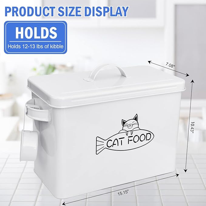 Large Dog and Cat Food Storage Container, Farmhouse Pet Food Storage Containers with Lid and Dry Food Scoop, Durable Airtight Cat Food Container, Great Gift for Pet Owners