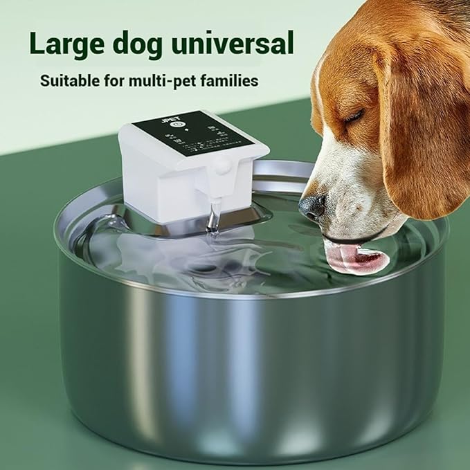 Flowzy Water Fountain, Flowzy Dog Water Fountain, 7L/1.8 Gal Stainless Steel Pet Water Fountain with Motion Sensor,Wireless Ultra-Quiet,3 Modes&5000mAH,Multi-Filtered with 8 Filters (+8 Filter, 1)