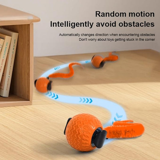 Interactive Cat Toys with Tail Rechargeable Cat Ball Toy with 3 Model Automatic Moving Balls Electric Fast Rolling Toy for Lazy Cats (Red)