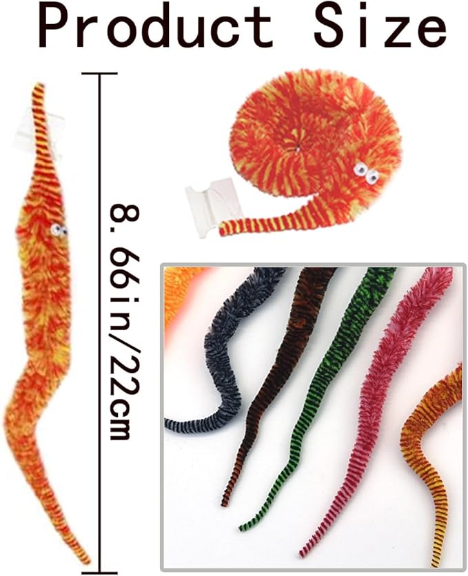 24 PCS Cat Worm Toy Zebra Print Feather Worm Teaser Refills Attachment Cute Cat Wand Replacement Interactive Wand Accessories for Fishing Pole Toy Teaser for Indoor Cats Kitten