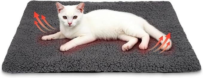 Self Warming Cat Bed Self Heating Cat & Dog Pad - Waterproof Heated Thermal Mat, Non-Slip, Washable for Senior Pets, Kittens, Dogs, Indoor/Outdoor Use, Non-Electric(Dark Grey, 24" X 18")