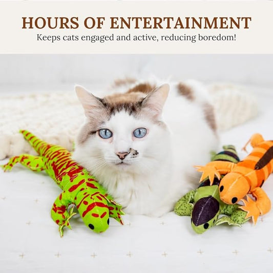 Cat Toy Snake Lizard Catnip Toys Chew Bite Resistant Toys for Indoor Cats Boredom Relief Teeth Cleaning Interactive Funny Cute Kitten Cat Lover Gifts Set of 6 Realistic Hunt Prey Activity Games