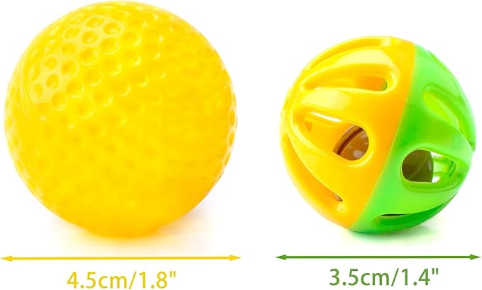 CHIWAVA 48 Pack Plastic Noisy Cat Toy Balls with Bell Kitten Chases Toy 8 Type Assorted Color Size