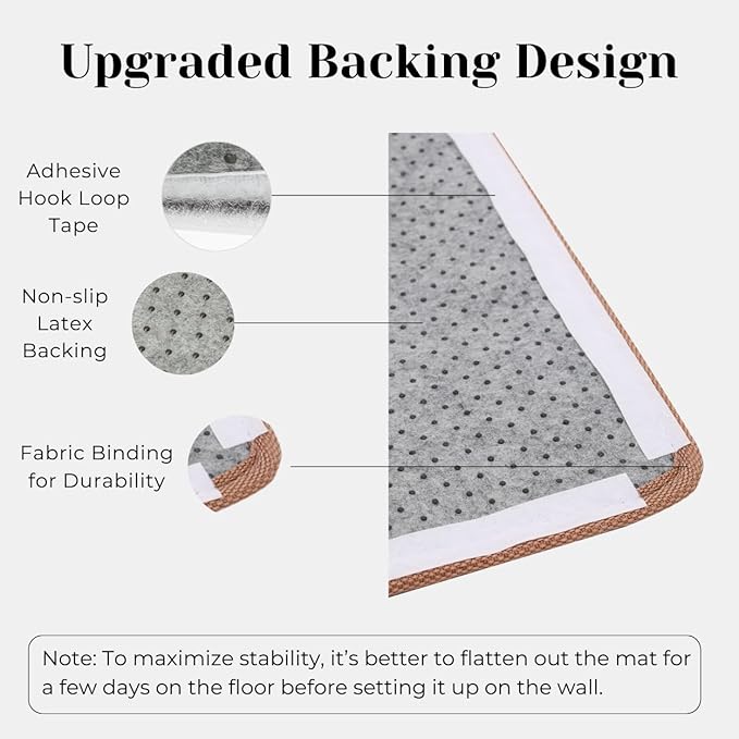 Sisal Cat Scratcher Post Mat (Use on Wall, Couch and Carpet), Shedding-Resistant Scratching Surface - 21.7x13 with Adhesives, Pads and Twist Pins (Cat in a Pink Room)